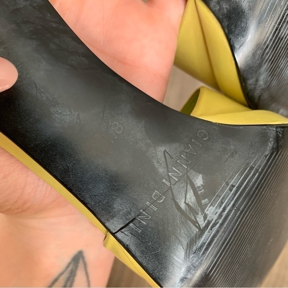 Vtg 90s Y2K Gianni Bini backless genuine leather slide heels green size 8 - Picture 3 of 6